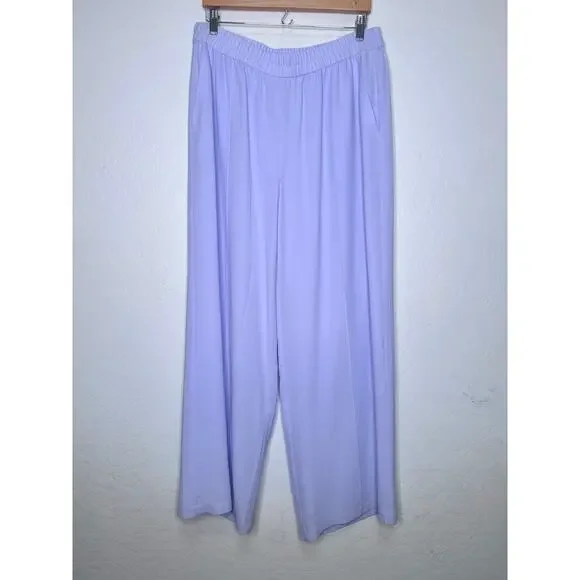 EILEEN FISHER Women Silk Georgette Crepe Wide Leg Pull On Pant Purple Size XL - Picture 1 of 10